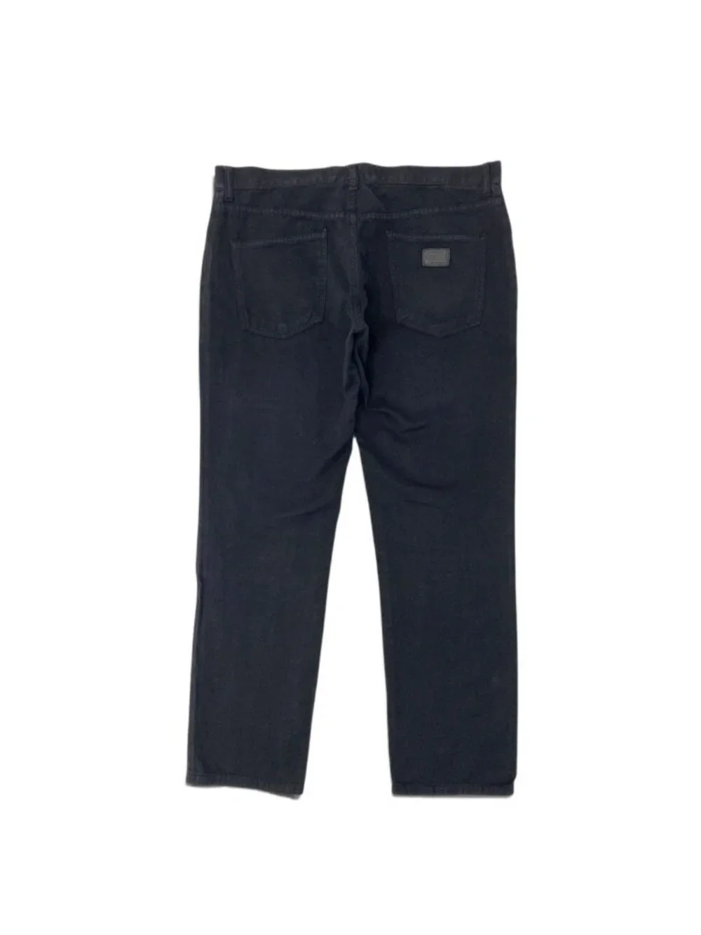 Dolce & Gabbana Chinos Cotton Linen Blend Tapered Pants Logo Plate 50 Black